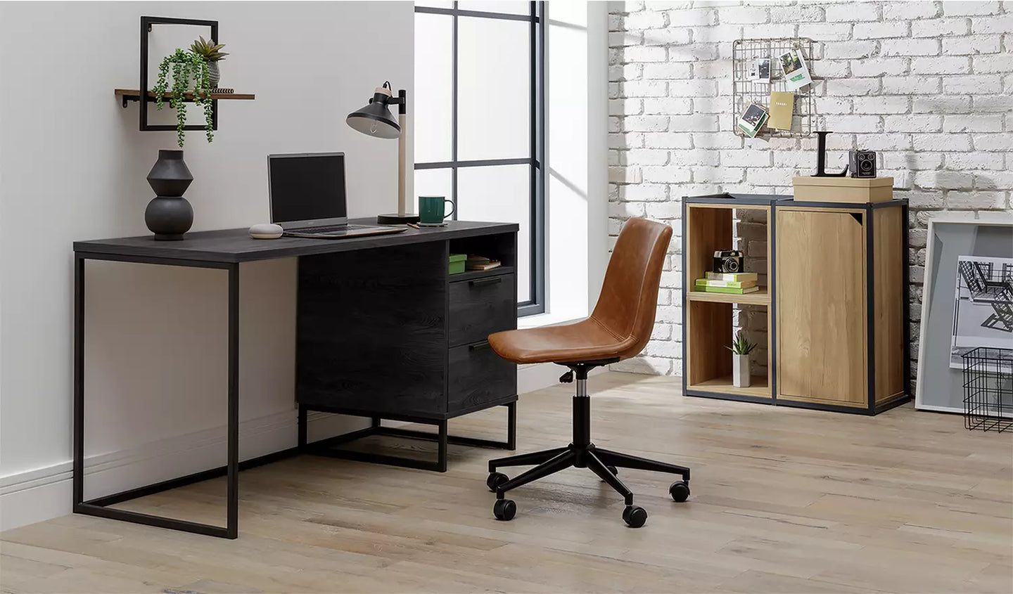Habitat Nomad 2 Drawer Office Desk - Black
